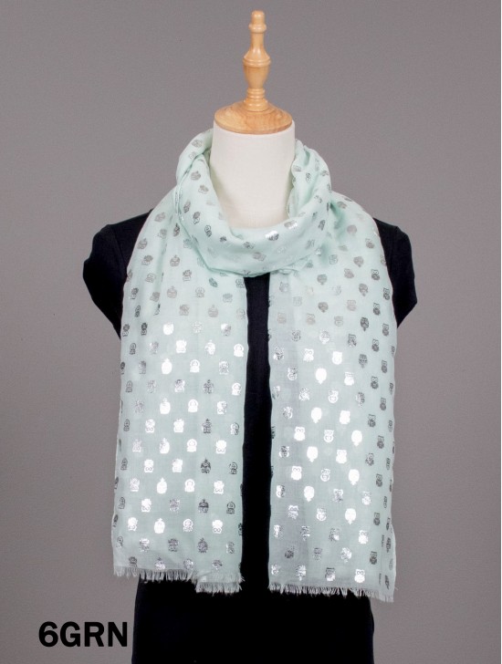 Metallic Owl Print Fashion Scarf